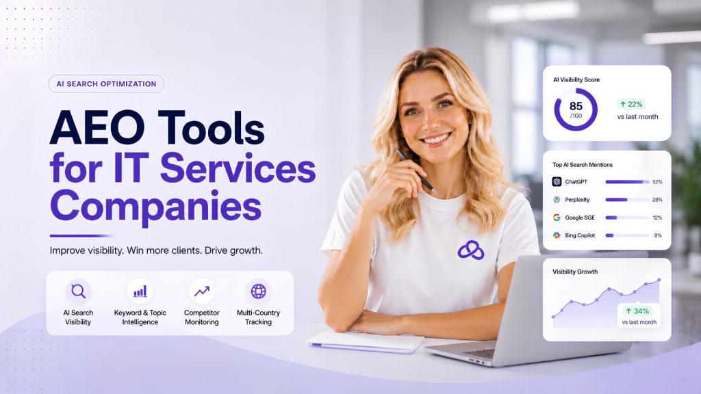 A Lady showing AEO Tools for IT Services Companies