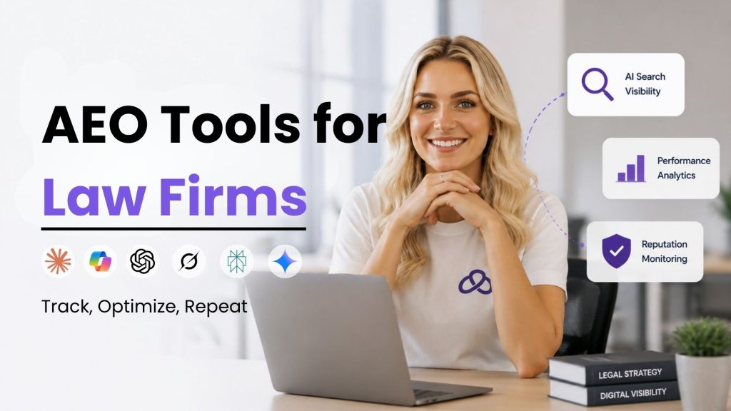 A lady is showing AEO Tools for Law Firms