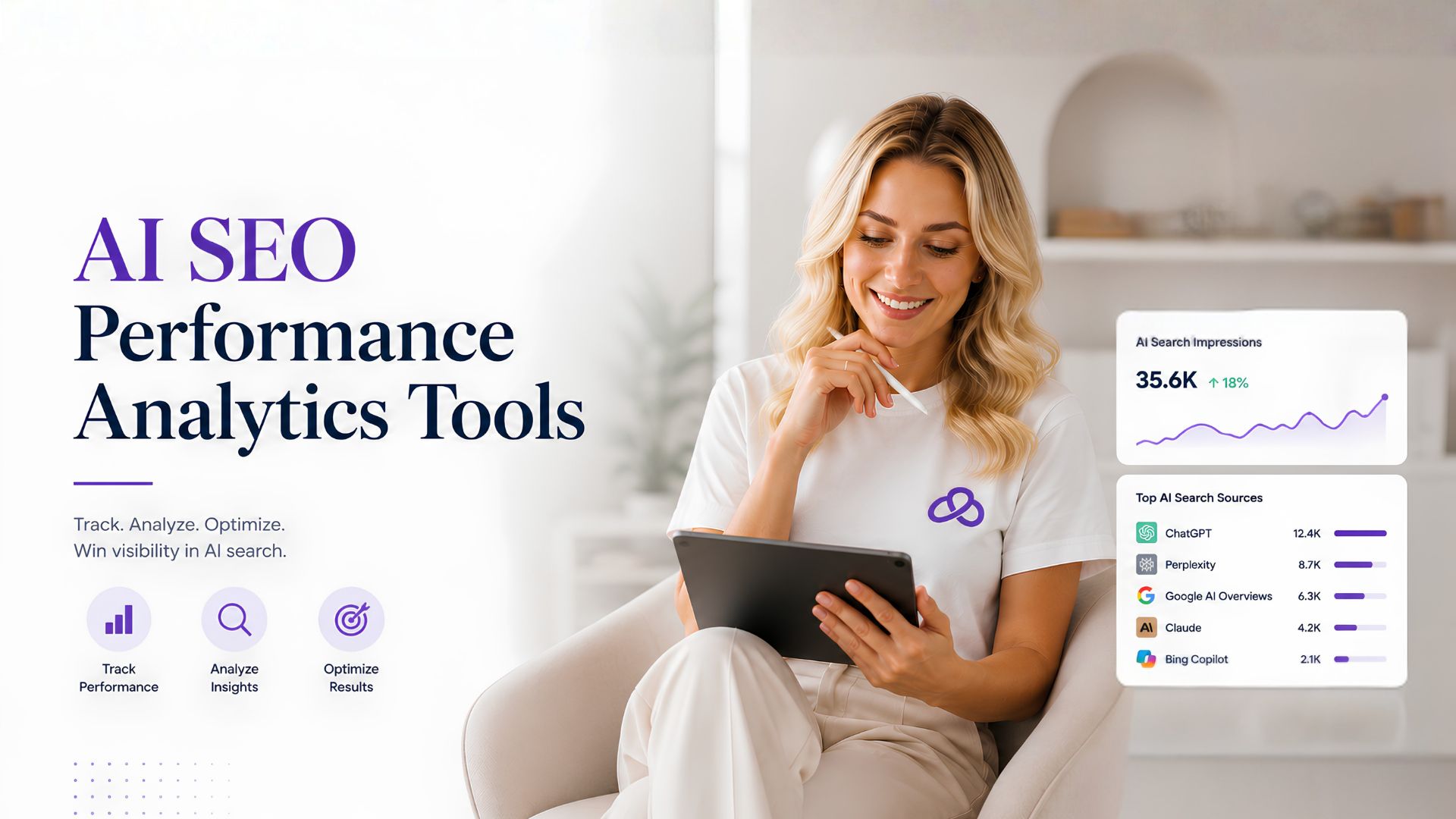 A Lady looking for AI SEO Performance Analytics Tools