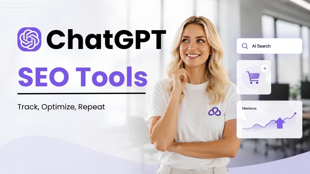A lady showing ChatGPT SEO Tools