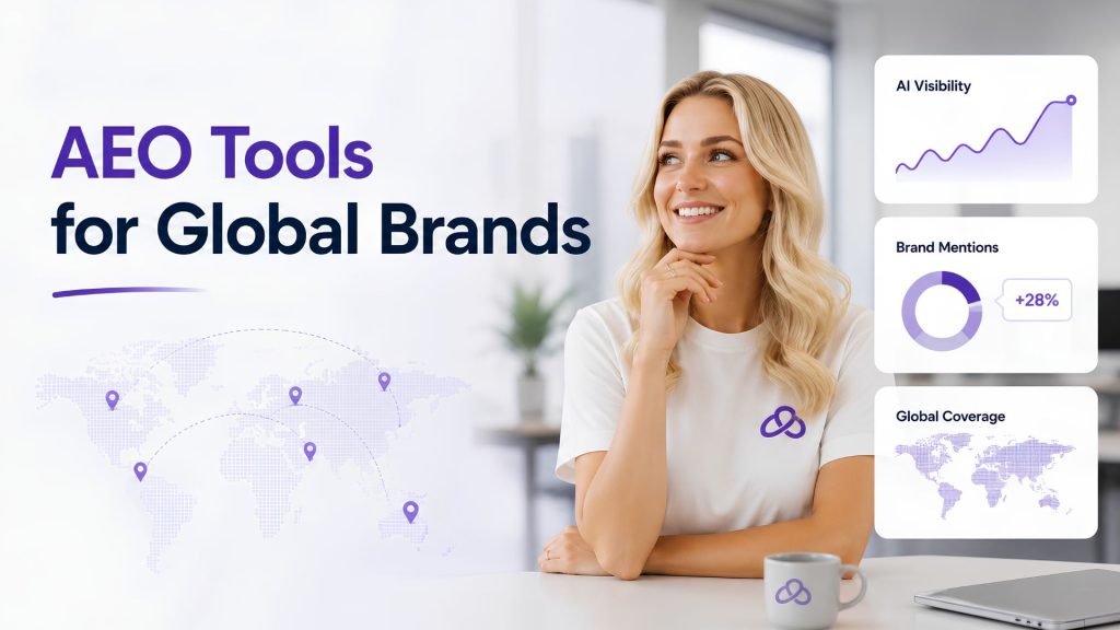 a lady looking aeo tools for global brands