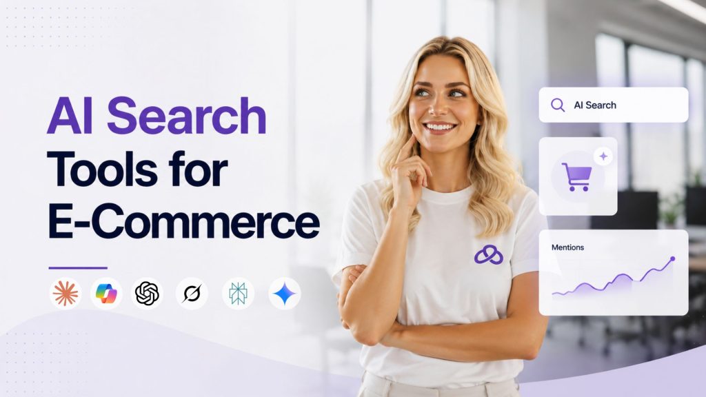 a lady showing ai search tools for e-commerce