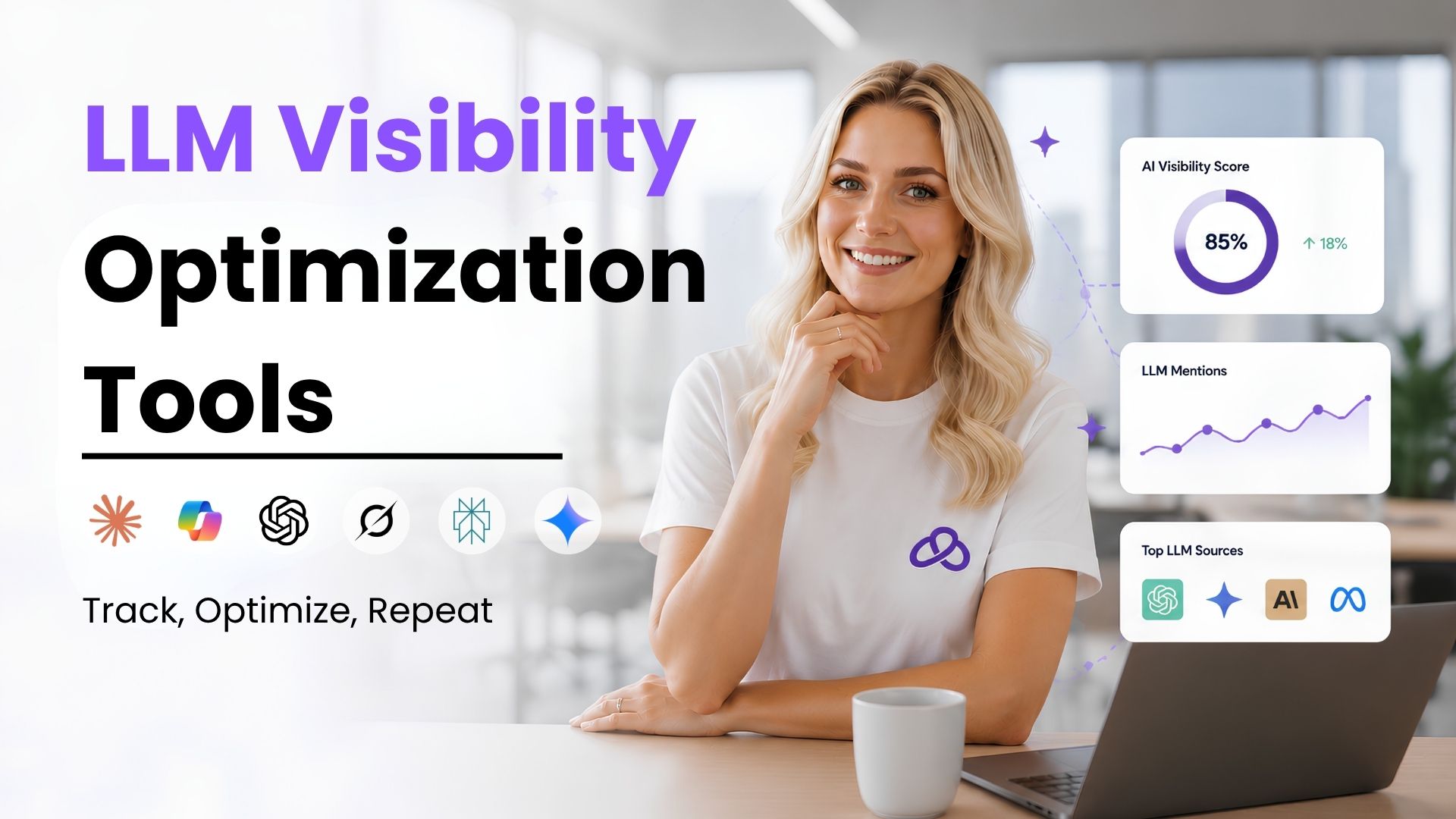 a lady showing llm visibility optimization tools